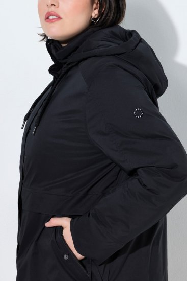 Ulla Popken 845111 Parka Černá - Kabáty - Dámské kabáty pro plnoštíhlé