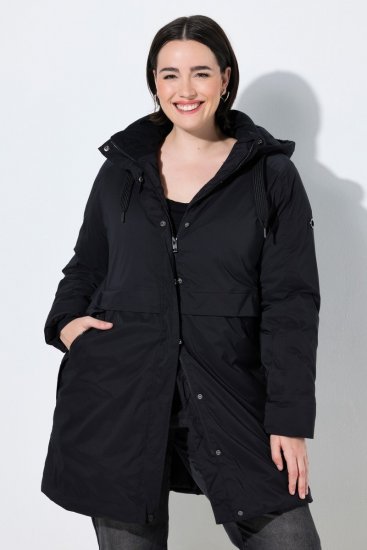 Ulla Popken 845111 Parka Černá - Kabáty - Dámské kabáty pro plnoštíhlé