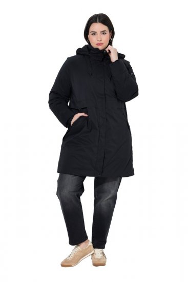 Ulla Popken 845111 Parka Černá - Kabáty - Dámské kabáty pro plnoštíhlé