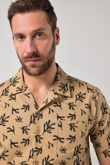 JP1880 Boxy Cuba Short Sleeve Shirt Camel - Košile - Košile 2XL-10XL