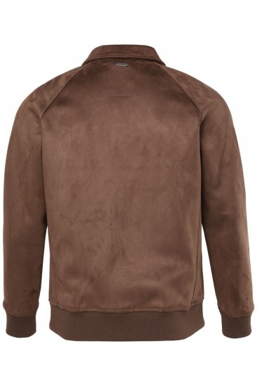 JP1880 846200 Bomber bunda v imitaci semiše Tmavě hnědá - Bundy - Bundy Nadměrné Velikosti - 2XL-8XL
