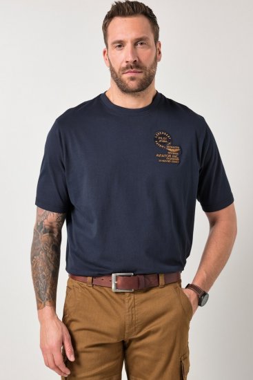 JP1880 846657 Tričko bellyfit s nášivkami Tmavě modrá TALL - TALL trička - Prodloužená pánská trička