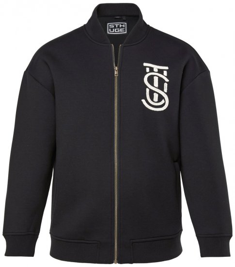STHUGE 847083 Varsity bunda ze scuba látky Černá - Bundy - Bundy Nadměrné Velikosti - 2XL-8XL