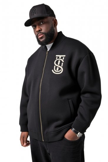 STHUGE 847083 Varsity bunda ze scuba látky Černá - Bundy - Bundy Nadměrné Velikosti - 2XL-8XL