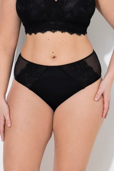 Ulla Popken 848693 Boxerky s krajkou Černá - Kalhotky - 