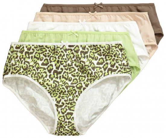 Ulla Popken 848810 Kalhotky se zvířecím vzorem 5 ks Taupe - Kalhotky - 