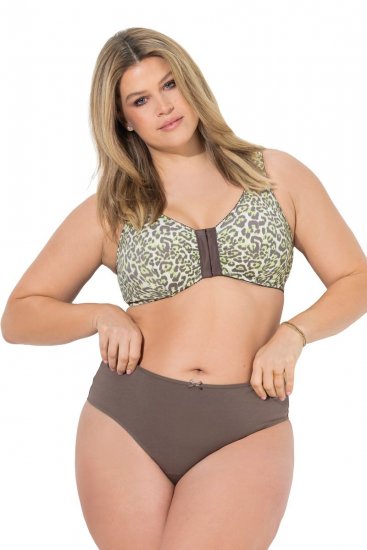 Ulla Popken 848826 Tanga kalhotky se zvířecím vzorem 3 ks Taupe - Kalhotky - 