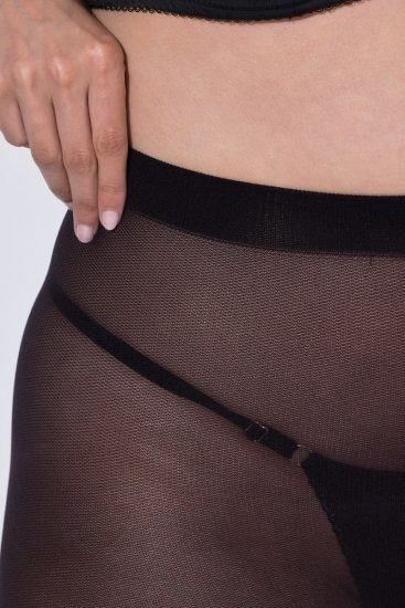 Ulla Popken 849049 Pruhované punčochové kalhoty 40 den Černá - Punčochové kalhoty & ponožky - 