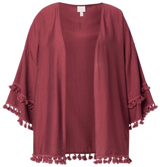 Ulla Popken 849860 Kimono Rezavě červená - Kardigany - Dámské cardigany ve větších velikostech