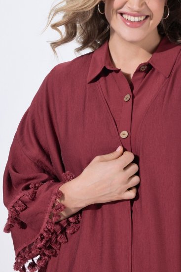 Ulla Popken 849860 Kimono Rezavě červená - Kardigany - Dámské cardigany ve větších velikostech