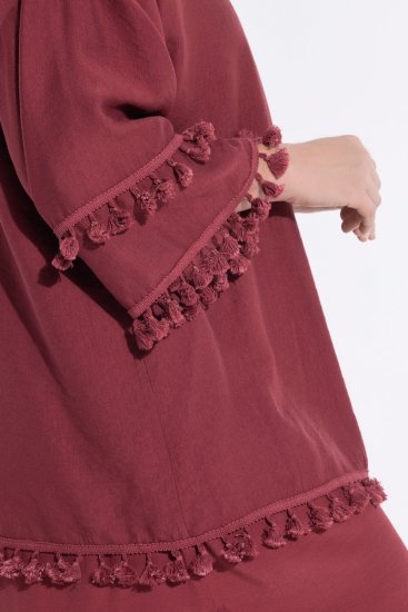 Ulla Popken 849860 Kimono Rezavě červená - Kardigany - Dámské cardigany ve větších velikostech