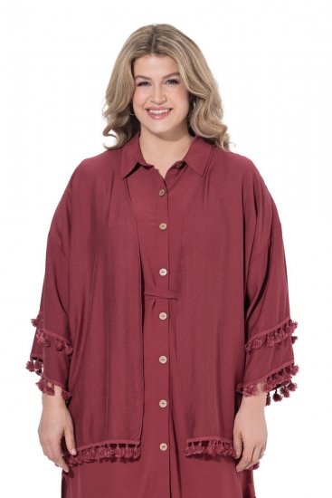 Ulla Popken 849860 Kimono Rezavě červená - Kardigany - Dámské cardigany ve větších velikostech