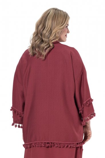 Ulla Popken 849860 Kimono Rezavě červená - Kardigany - Dámské cardigany ve větších velikostech