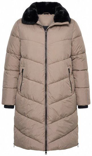 Ulla Popken 850041 Prošívaný kabát Taupe - Kabáty - Dámské kabáty pro plnoštíhlé