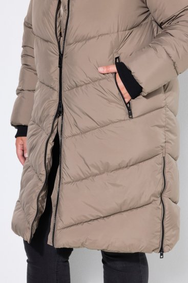 Ulla Popken 850041 Prošívaný kabát Taupe - Kabáty - Dámské kabáty pro plnoštíhlé