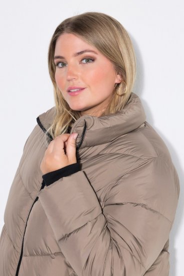 Ulla Popken 850041 Prošívaný kabát Taupe - Kabáty - Dámské kabáty pro plnoštíhlé