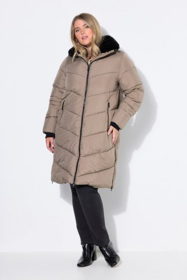 Ulla Popken 850041 Prošívaný kabát Taupe - Kabáty - Dámské kabáty pro plnoštíhlé