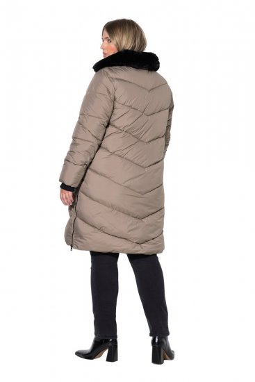 Ulla Popken 850041 Prošívaný kabát Taupe - Kabáty - Dámské kabáty pro plnoštíhlé