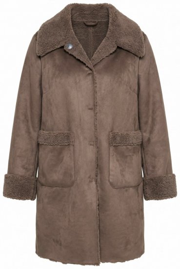 Ulla Popken 850251 Teddy kabát Světle hnědá - Kabáty - Dámské kabáty pro plnoštíhlé