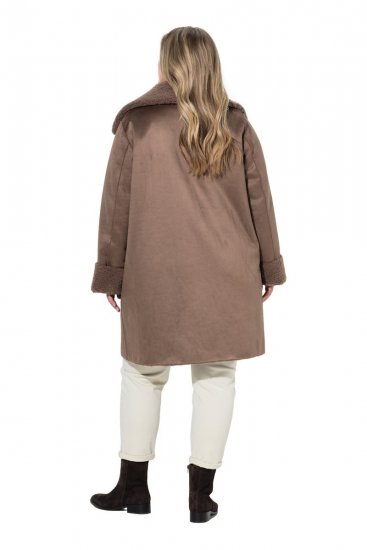 Ulla Popken 850251 Teddy kabát Světle hnědá - Kabáty - Dámské kabáty pro plnoštíhlé