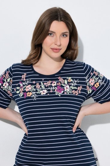 Ulla Popken 850403 Pyžamo s květinovým vzorem Tmavě modrá - Pyžama/oblečení pro volný čas - 