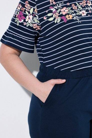 Ulla Popken 850403 Pyžamo s květinovým vzorem Tmavě modrá - Pyžama/oblečení pro volný čas - 
