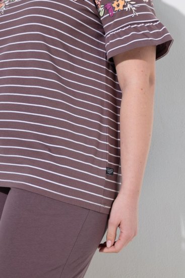 Ulla Popken 850403 Pyžamo s květinovým vzorem Hnědá - Pyžama/oblečení pro volný čas - 
