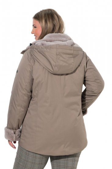 Ulla Popken 850509 Bunda z umělé kožešiny Taupe - Bundy - Dámské bundy velkých velikostí