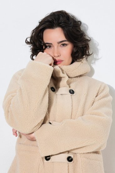 Ulla Popken 850589 Teddy bunda Smetanová - Bundy - Dámské bundy velkých velikostí