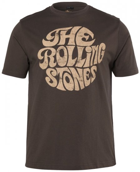 JP1880 851001 Rolling Stones Retro Logo Tričko Oříšková - Trička s kapelami - Kapelová trička ve velikostech 2XL–10XL