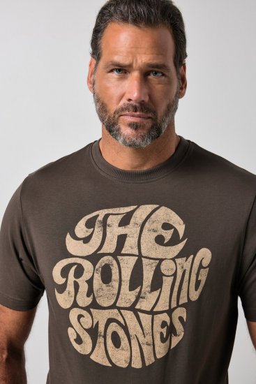 JP1880 851001 Rolling Stones Retro Logo Tričko Oříšková - Trička s kapelami - Kapelová trička ve velikostech 2XL–10XL