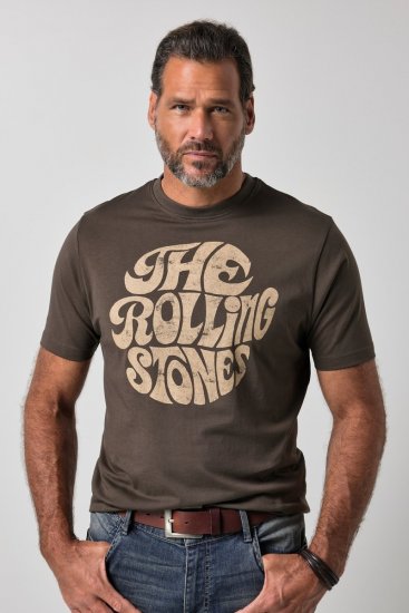 JP1880 851001 Rolling Stones Retro Logo Tričko Oříšková TALL - TALL trička - Prodloužená pánská trička