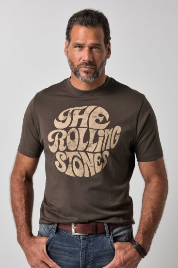 JP1880 851001 Rolling Stones Retro Logo Tričko Oříšková - Trička s kapelami - Kapelová trička ve velikostech 2XL–10XL