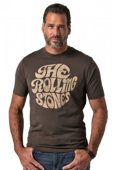 JP1880 851001 Rolling Stones Retro Logo Tričko Oříšková TALL - TALL trička - Prodloužená pánská trička