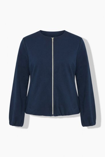Ulla Popken 851040 Mikina na zip Tmavě modrá - Mikiny - Dámské mikiny velkých velikostí
