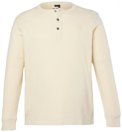 JP1880 851075 Henley tričko s dlouhým rukávem Pískově šedá TALL - TALL trička - Prodloužená pánská trička