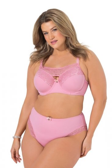 Ulla Popken 851165 Boxerky s krajkou Růžová - Kalhotky - 