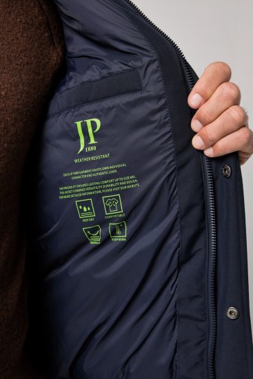 JP1880 851320 Bunda s kapucí a teplou podšívkou Tmavě modrá - Bundy - Bundy Nadměrné Velikosti - 2XL-8XL