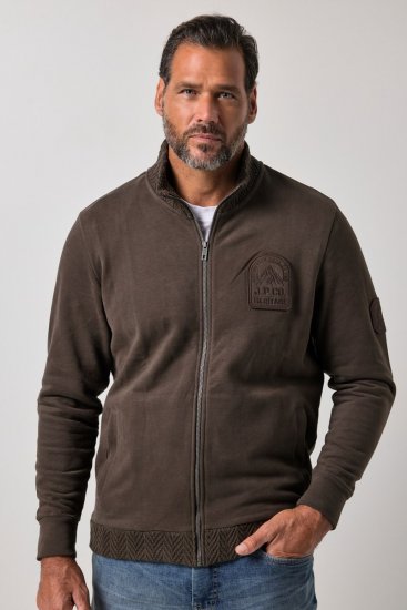 JP1880 851387 Mikina na zip Oříšková TALL - TALL mikiny - TALL mikiny pro vysoké muže