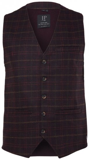 JP1880 851393 Kostkovaná tvídová vesta Vínově červená - Obleky - Obleky 2XL-8XL
