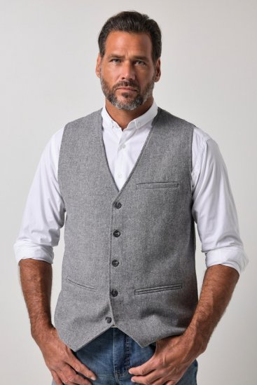 JP1880 851399 Vesta ze směsi vlny s pleteným zadním dílem Světle šedá - Obleky - Obleky 2XL-8XL