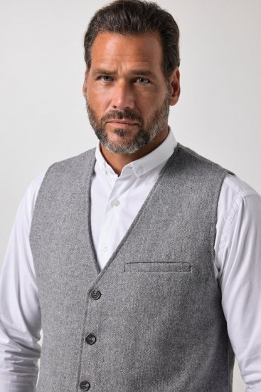 JP1880 851399 Vesta ze směsi vlny s pleteným zadním dílem Světle šedá - Obleky - Obleky 2XL-8XL