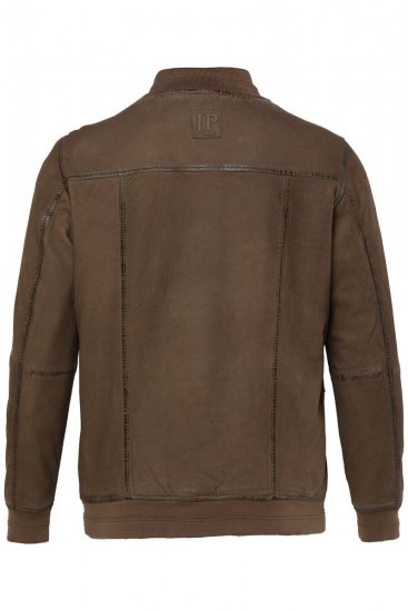 JP1880 851511 Semišová bunda z jehněčí kůže Hnědá - Bundy - Bundy Nadměrné Velikosti - 2XL-8XL