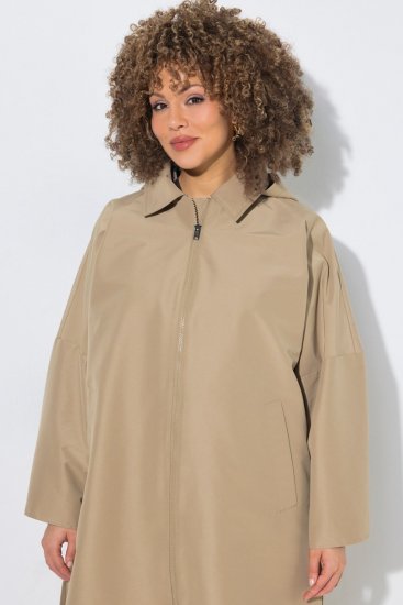 Ulla Popken 851764 Oversize kabát s odepínací kapucí Písková - Kabáty - Dámské kabáty pro plnoštíhlé