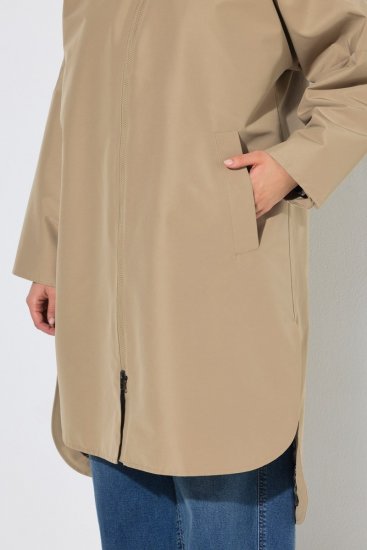 Ulla Popken 851764 Oversize kabát s odepínací kapucí Písková - Kabáty - Dámské kabáty pro plnoštíhlé