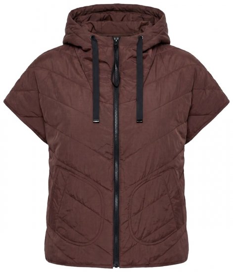 Ulla Popken 851785 Oversize prošívaná vesta s kapucí Hnědá - Vesty - 