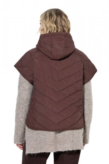 Ulla Popken 851785 Oversize prošívaná vesta s kapucí Hnědá - Vesty - 