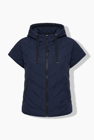 Ulla Popken 851785 Oversize prošívaná vesta s kapucí Tmavě modrá - Vesty - 