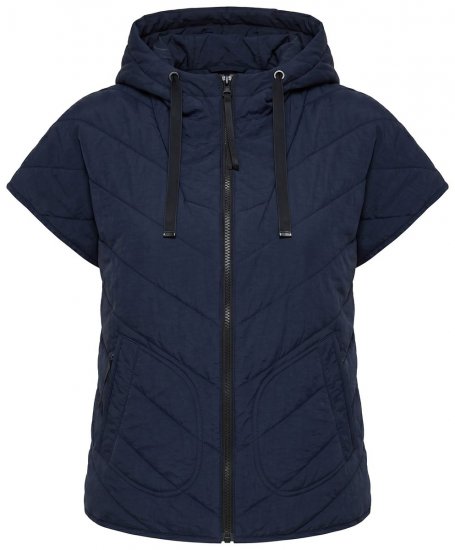 Ulla Popken 851785 Oversize prošívaná vesta s kapucí Tmavě modrá - Vesty - 