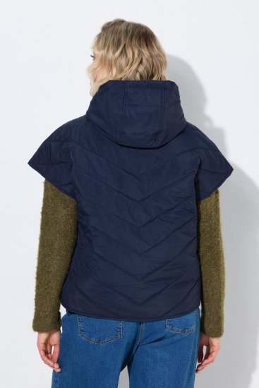 Ulla Popken 851785 Oversize prošívaná vesta s kapucí Tmavě modrá - Vesty - 